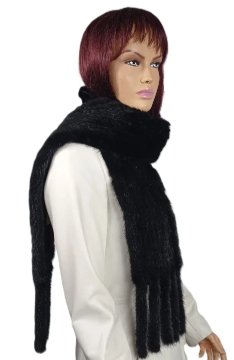szalik z norki plecionej kolor czarny frędzle parys furs 3.jpeg