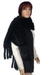 Szal z futra norki pleciony z frędzlami i kieszonkami – luksusowy