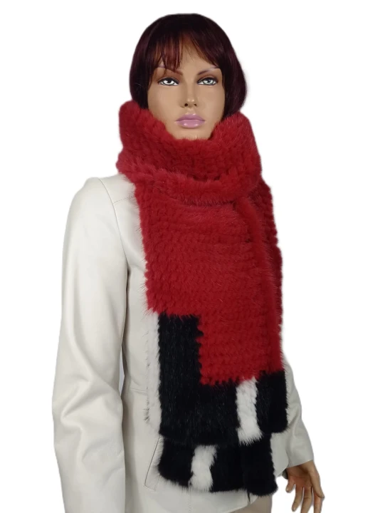 szal pleciony z futra norki kolory czerwony parys furs 1.jpeg