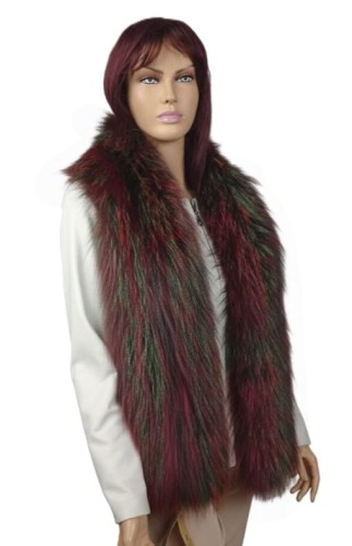 szal pleciony z lisa zielono czerwony parys furs 3.jpg