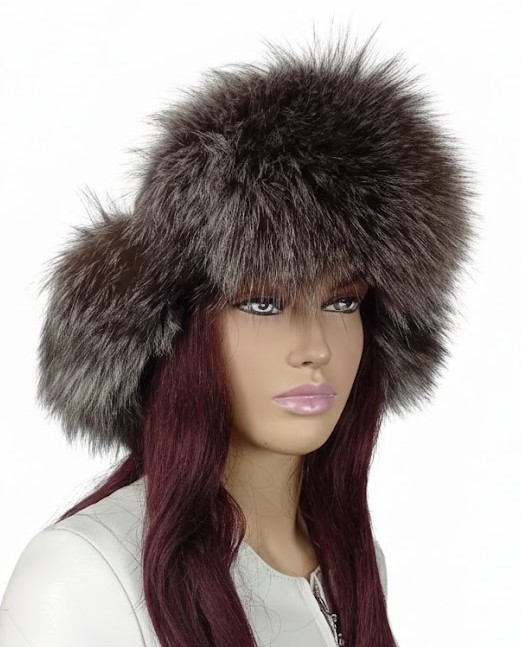 czapka z futrem lisa skórzana papacha uszatka parys furs 1 czarna plus srebrny.jpg