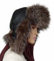 czapka z futrem lisa skórzana papacha uszatka parys furs 3 czarna plus srebrny.jpg