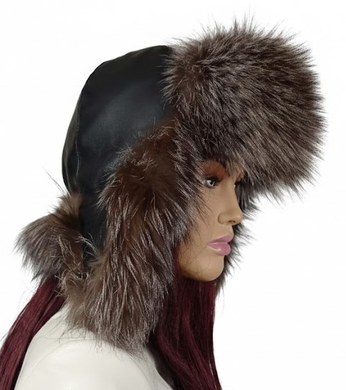 czapka z futrem lisa skórzana papacha uszatka parys furs 3 czarna plus srebrny.jpg