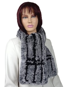Elegancki szal z futra królika rex - wyrafinowana szarość