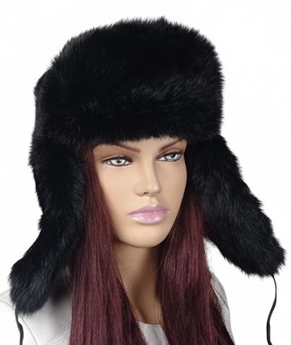 czapka pilotka uszanka futro królika czarna parys furs 3.jpg