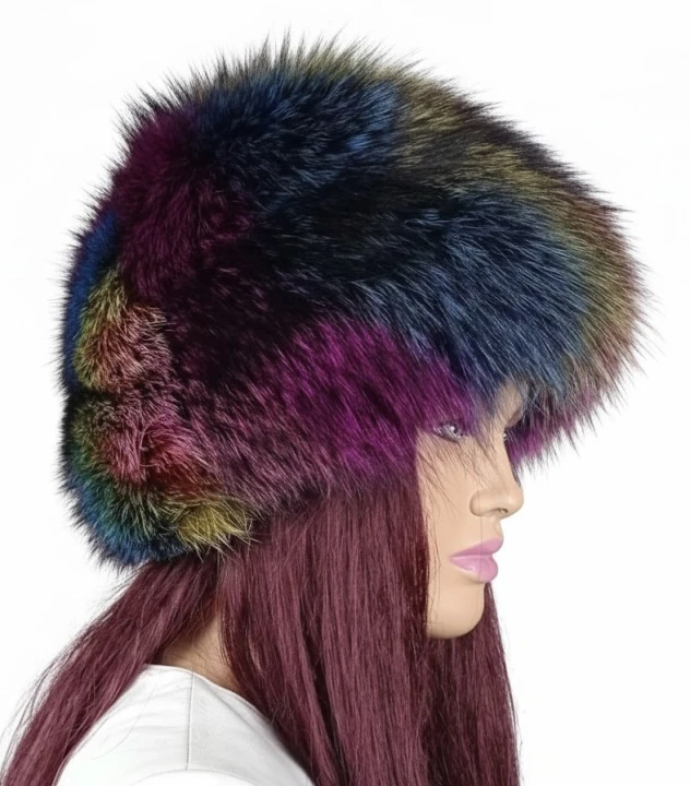czapka z futra lisa kula multikolor parys furs 3.jpg