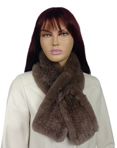 Szalik z futra królika Rex - brązowy