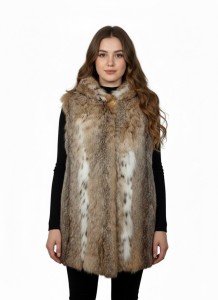 Długa kamizelka z kapturem  Dziki Kot -model Kaja 