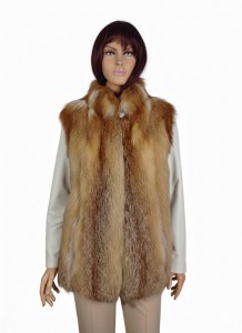 Kamizelka damska z naturalnego lisa rudego