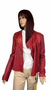 Kurtka damska skórzana czerwona | Model Tomine