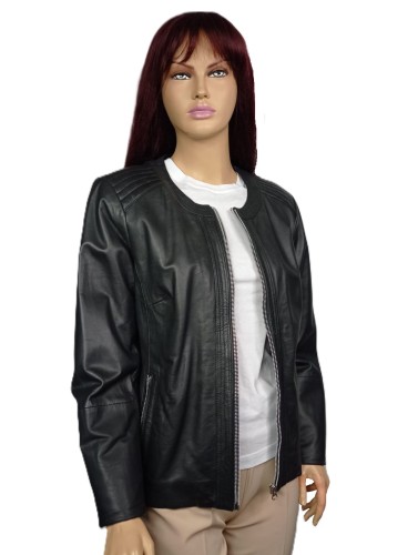 Kurtka ze skóry Leandra czarna na suwak Parys Furs 2.jpeg