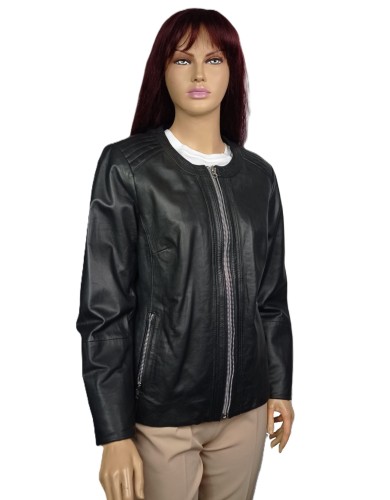 Kurtka ze skóry Leandra czarna na suwak Parys Furs 1.jpeg