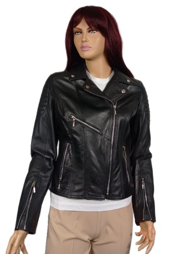 Kurtka ze skóry Marica czarna na suwak Parys Furs 1.jpeg