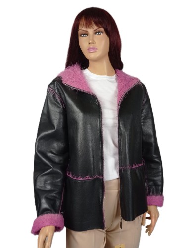 kurtka skórzana z kapturem różowa podszewka parys furs5.jpeg