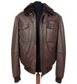 kurtka pilotka skórzana, męska, kołnierz futrzany, suwaki, kieszenie Parys Furs 2.jpg