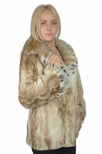 luksusowa kurtka z futra norek z dodatkiem farbowanego futra z lisa Parys Furs 1.JPG