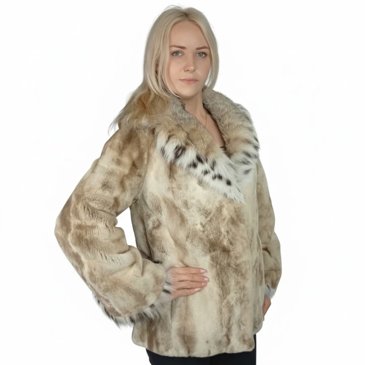 luksusowa kurtka z futra norek z dodatkiem farbowanego futra z lisa Parys Furs 3.JPG