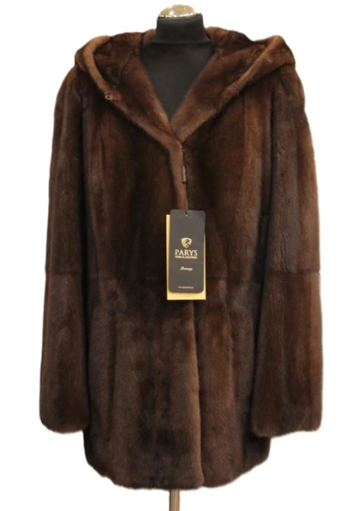 kurtka z futra norek z kapturem brąz parys furs elegancja.JPG