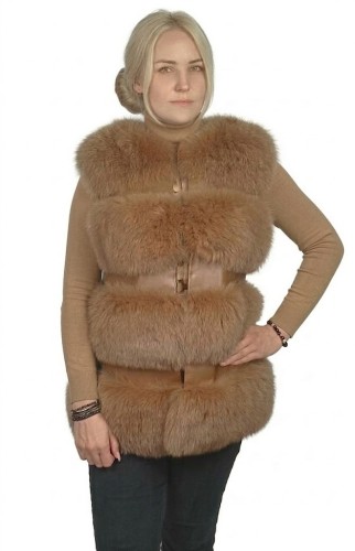 kamizelka z futra lisów skóra brąz luksus Parys Furs 1.JPG