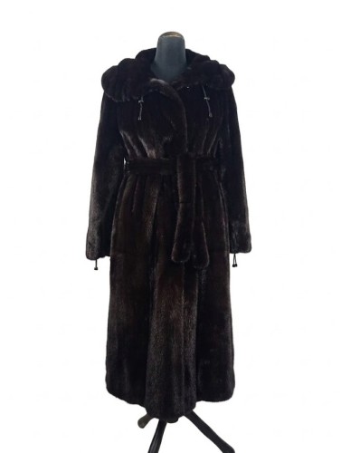 Eleganckie futro z norki z paskiem | PAULA