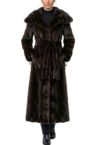 Eleganckie futro z norki z paskiem | PAULA