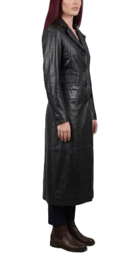 płaszcz skórzany Roman elegancka czerń damska odzież Parys Furs klasyczny fason.jpg