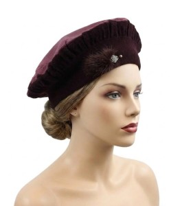 Beret z dzianiny dwukolorowy