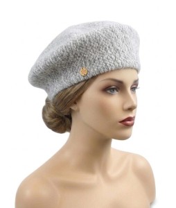 Beret wełniany szary melanż