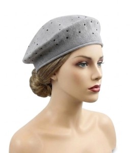 Szary beret w cekiny