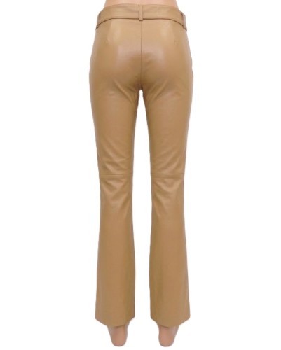 Spodnie skórzane biodrówki z paskiem