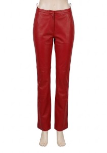 Czerwone spodnie skórzane damskie