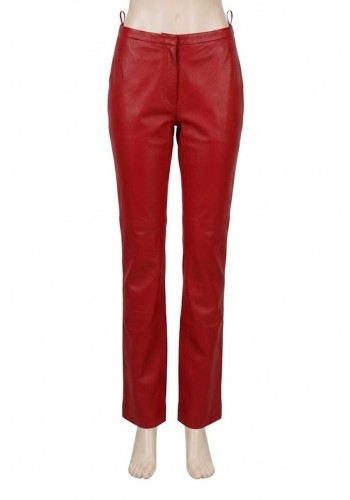 Czerwone spodnie skórzane damskie