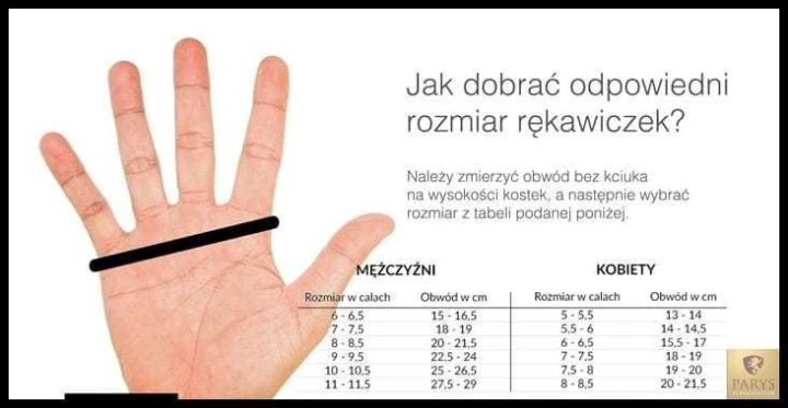 pomiar dłoni do rękawiczek