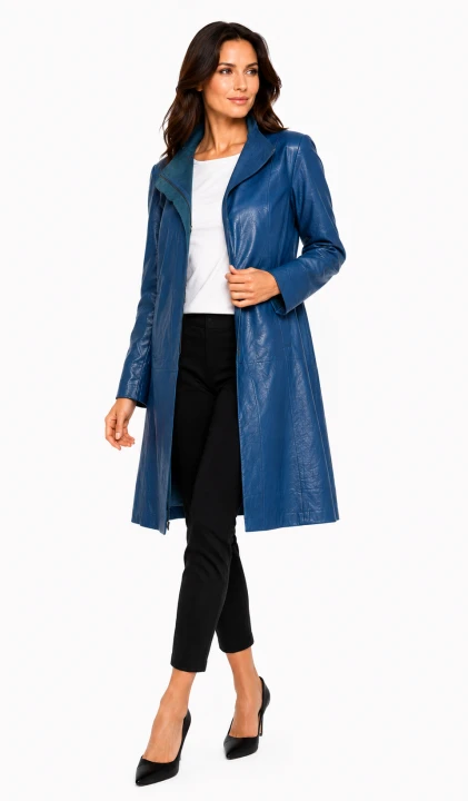 anna lene płszczyk skórzany damski pays Furs wiosna lato 1 morski jeans blue2.jpeg
