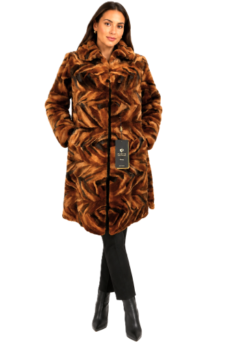 Kurtka damska z naturalnego futra strzyżonych rudych łapek lisa z paskiem Parys Furs model Mulino.png