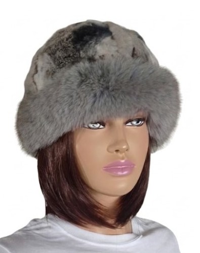 capka z futra królika rex z obszyciem z futra lisa elegancka Parys Furs.jpg