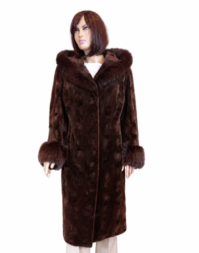 płaszcz futro z norek luksusowa odzież damska Parys Furs z kapturem futro z lisa.png