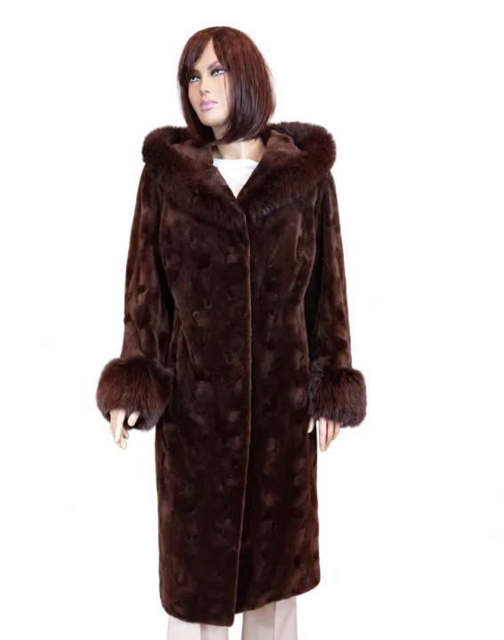 płaszcz futro z norek luksusowa odzież damska Parys Furs z kapturem futro z lisa.png