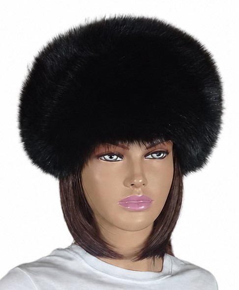 toczek z futra lisa futro foki czarny elegancki damska czapka Parys Furs .jpg