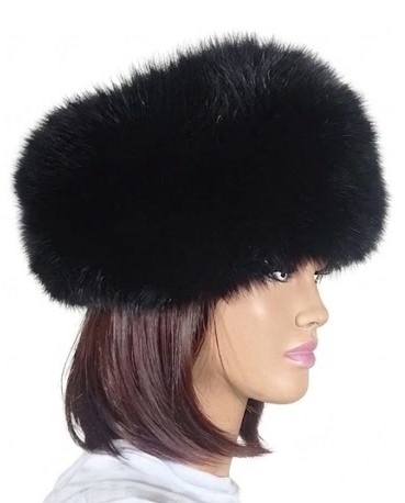 toczek z futra lisa futro foki czarny elegancki damska czapka Parys Furs damska odzież luksusowa.jpg