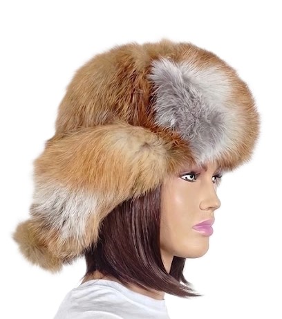 papacha z lisów rudych naturalne futro wiązana pompony Parys Furs luksus.jpg