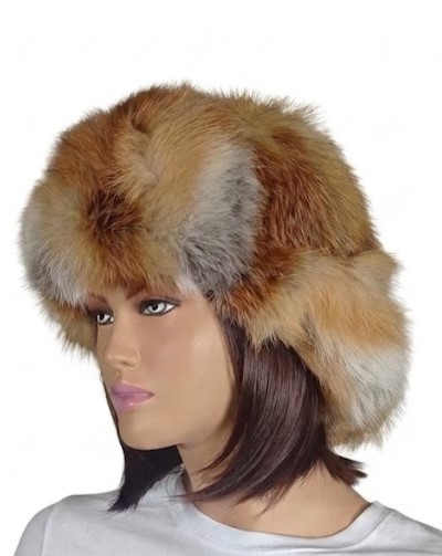papacha z lisów rudych naturalne futro wiązana pompony Parys Furs damska czapka uszanka.jpg