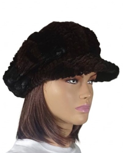 kaszkiet norka ciemny brąz strzyżona parys furs damska czapka elegancka .jpg