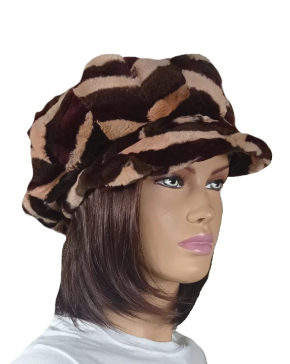 kaszkiet damski z futra norki kolory wzór jodełka  futrzany guzik futro maturalne Parys Furs.jpeg