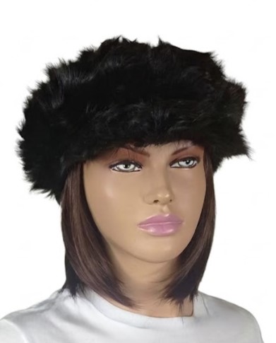 damski kaszkiet z futra kozic Parys furs czarny beret czapka futro naturalne.jpg