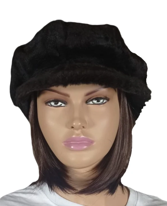 damski kaszkiet z futra strzyżonego królika Parys furs czarny beret czapka futro naturalne1.jpeg