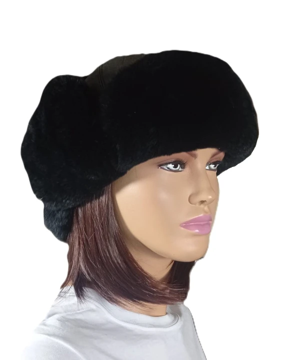 czapka Ftia skóra licowa rex czarna ciepła Parys furs futra naturalne.jpeg