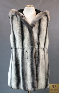 Wygodna kamizelka z futra rex - kaptur, ściągacze