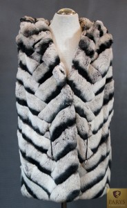 Kamizelka z futra królika Rex z kapturem i ściągaczem 