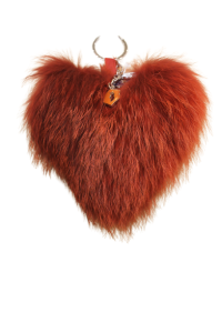Brelok serce z  naturalnego  futra lisa 